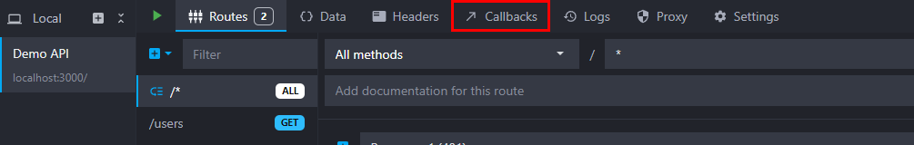 click on the callbacks tab at the top