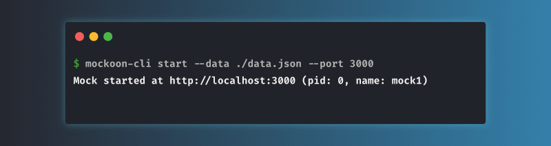 Mockoon CLI start command output