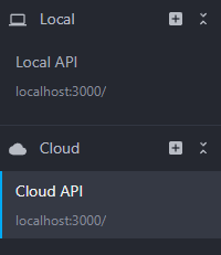 Mockoon's (future) main menu with the cloud environments list