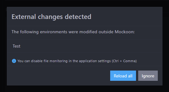 Mockoon file monitoring reload prompt
