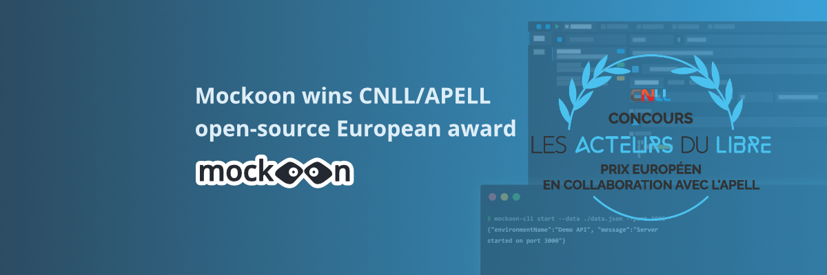 Mockoon logo with cnll award logo