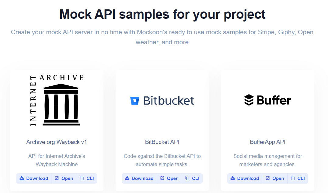 mock api samples page