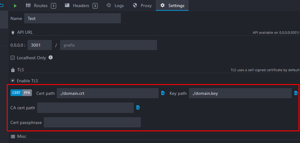 add custom TLS certificate