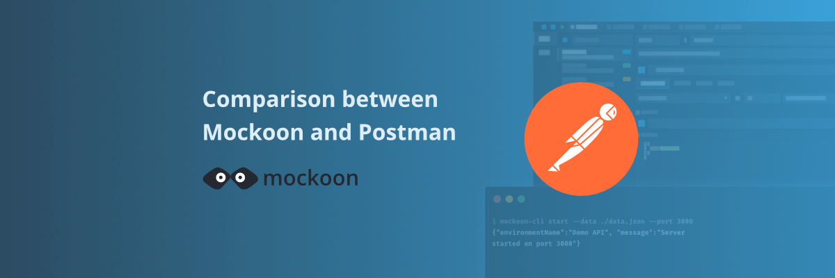 Mockoon and Postman logos side by side