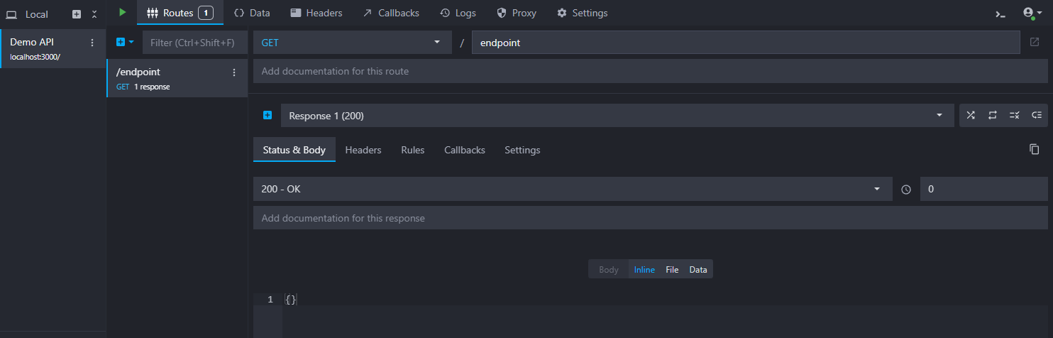 view of a new HTTP route