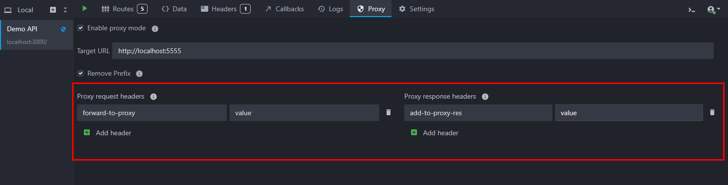 add proxy headers by filling the keys and values