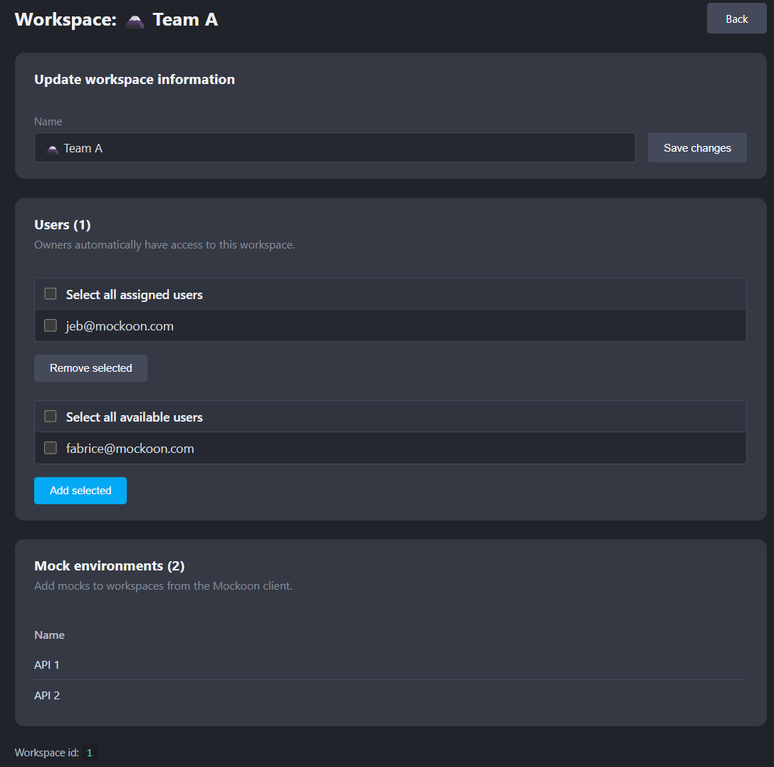 Workspace details and memberships