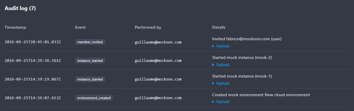 Audit trail interface