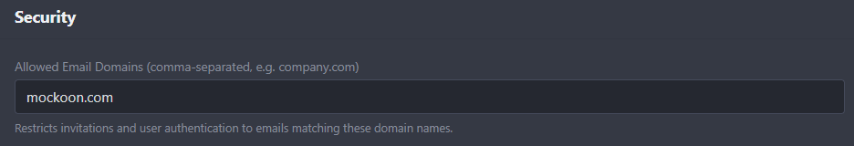Allowed Email Domains in Settings