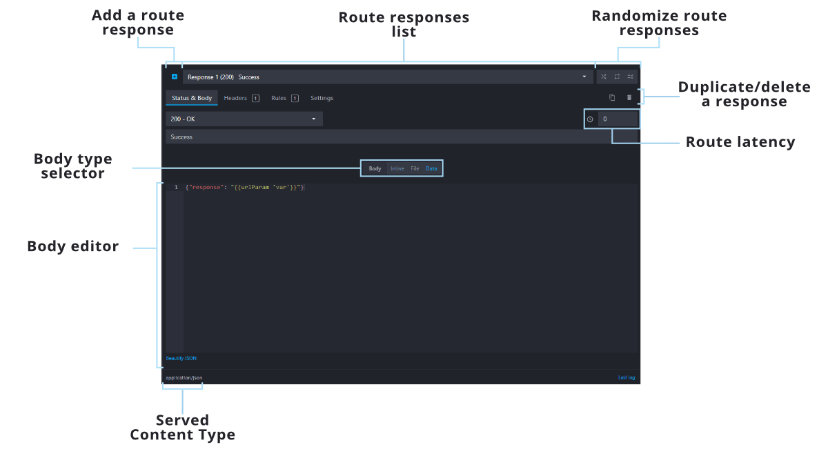 Mockoon responses view