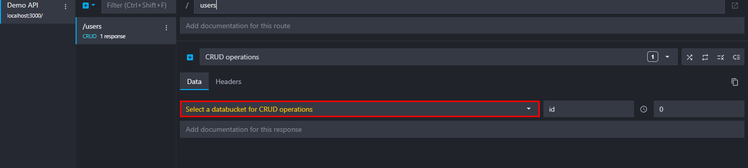 Link a data bucket to a CRUD route