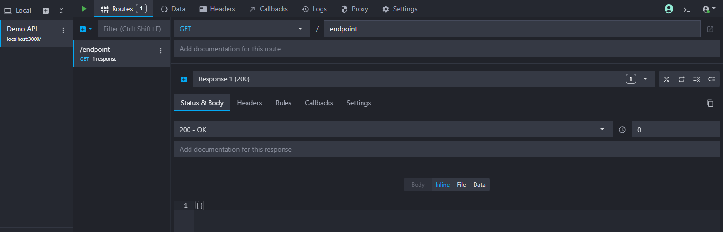 view of a new HTTP route