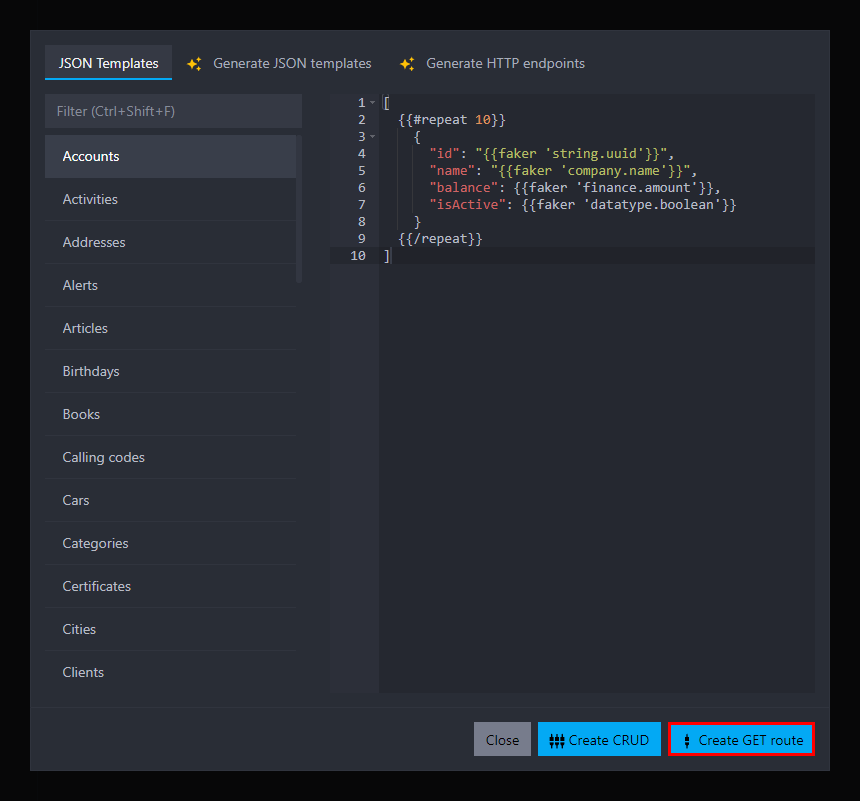 create get route from template