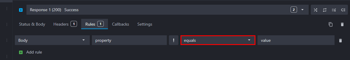 Rule comparison operator