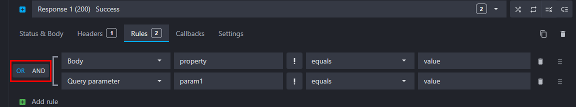 Choose the rule operator OR AND