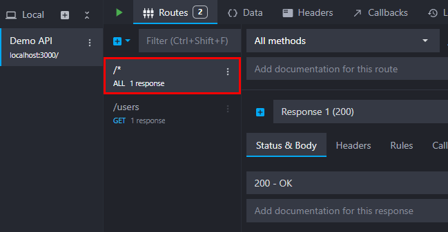 wildcard route on all methods