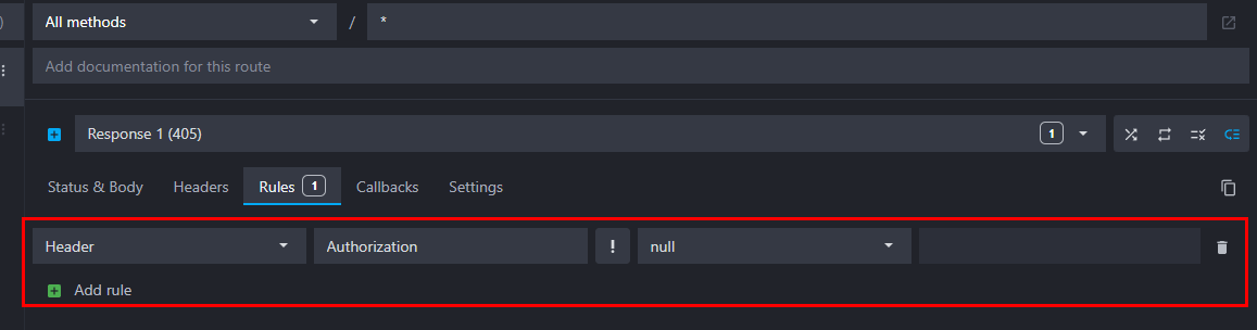 create rule to check that the Authorization header is null