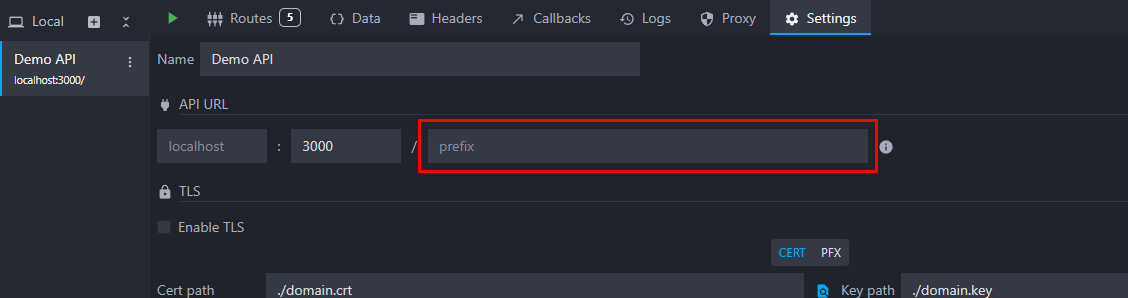 field to set a custom prefix