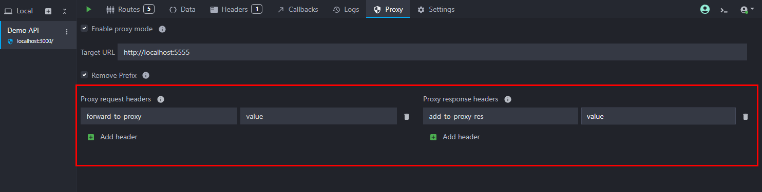 add proxy headers by filling the keys and values