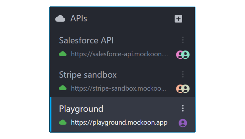 Mockoon Pro interface showing real-time team collaboration