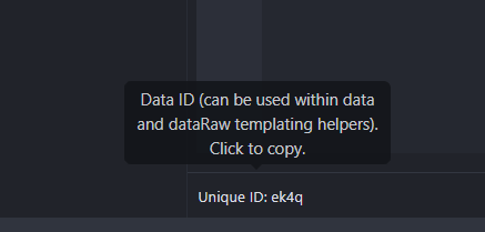 view of the data bucket unique id with a tooltip indicating that the user can click to copy the id to the clipboard