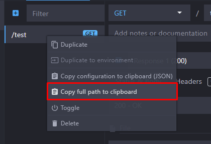 context menu with copy path to clipboard option