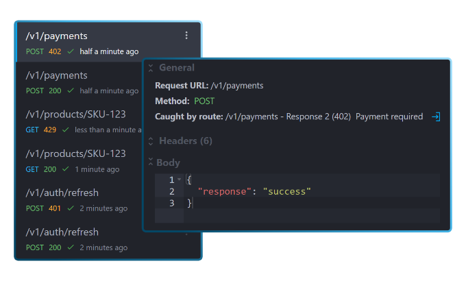 Mockoon application screenshot showing API exploration
