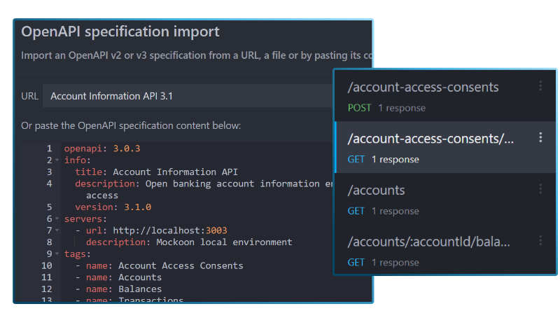 Illustration of an open banking API prototype
