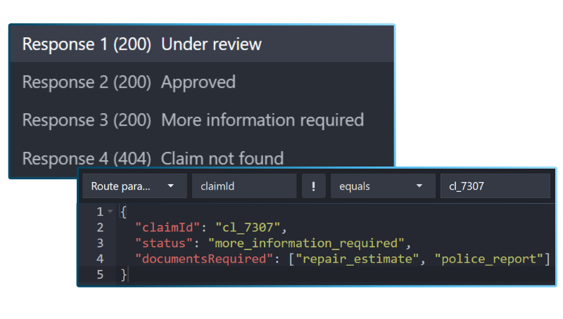 Illustration of simulated insurance claim responses