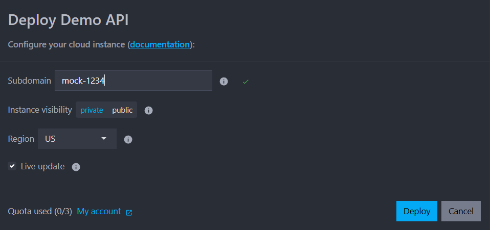 deployment dialog
