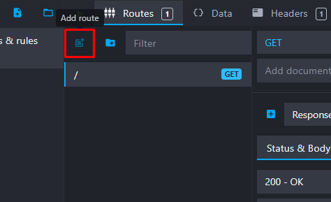 Add a route by clicking on the add route button
