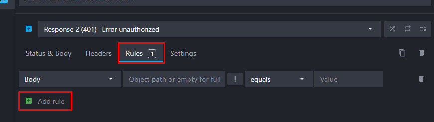 Add a new rule by clicking on the rule tab and the green add rule button