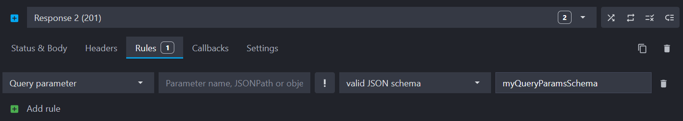 rule to validate the query parameters with a JSON Schema